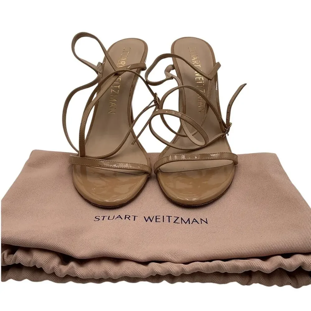 Stuart Weitzman Strappy Tan Merinda Heeled Sandals Size 7.5